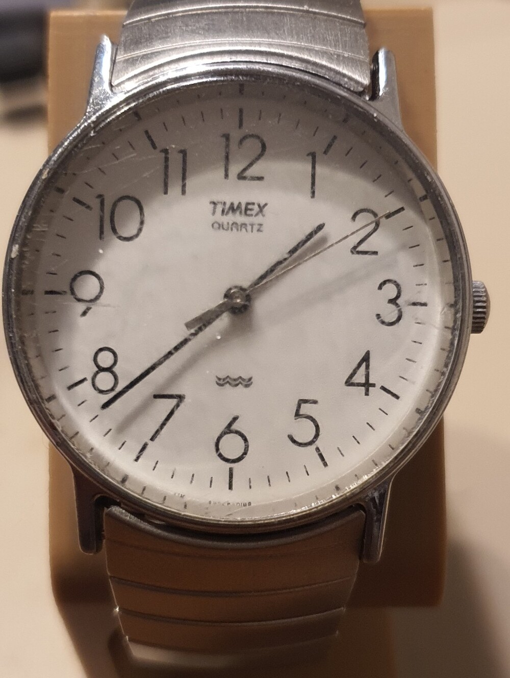 10/$20 Vtg Timex Quartz LA Cell Silver/White Stainless Steel Men's Watch